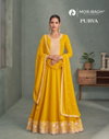 Purva By Aashirwad Mor Bagh Georgette Readymade Gown With Dupatta Wholesale Clothing Distributors In India